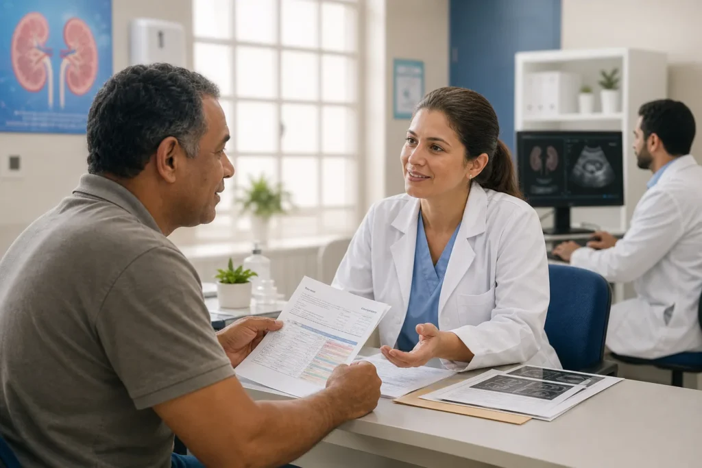 Paciente recebe orientações sobre como conseguir tratamento para doença renal pelo SUS