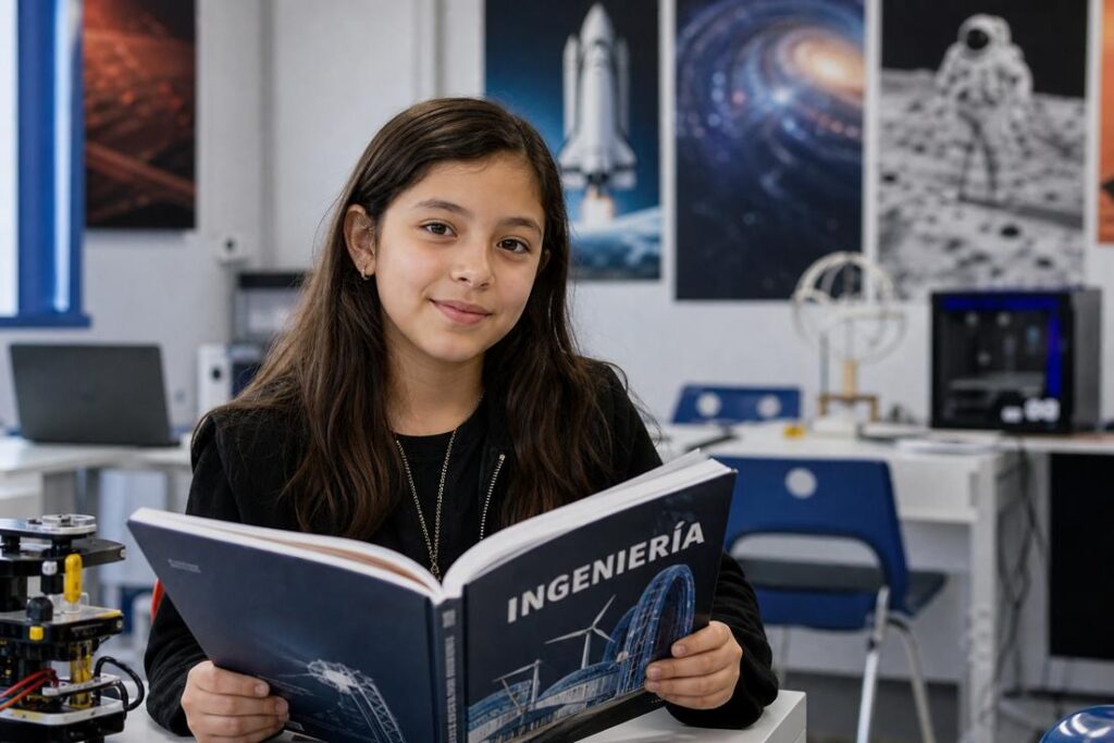 Representação inspirada na trajetória de Adhara Pérez, estudante reconhecida por altas habilidades e autismo