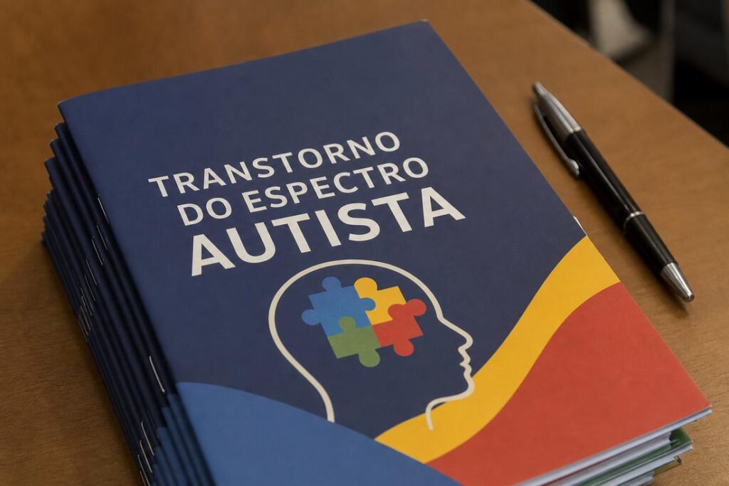 Capa do guia sobre direitos das pessoas autistas lançado pela Câmara dos Deputados.