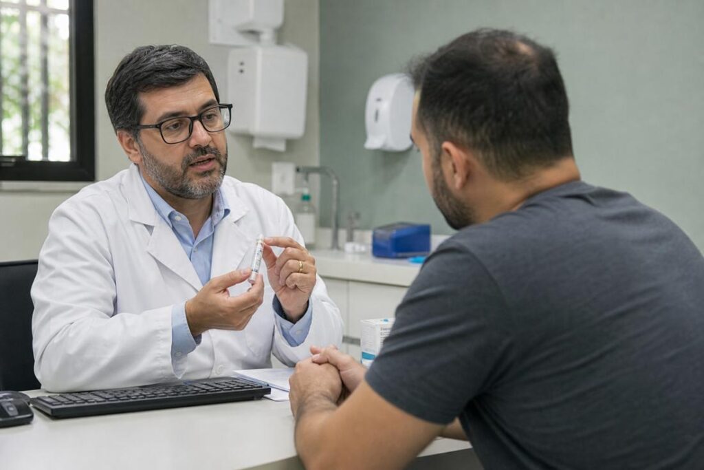 Consulta médica relacionada à oferta de testosterona no SUS para tratamento de hipogonadismo