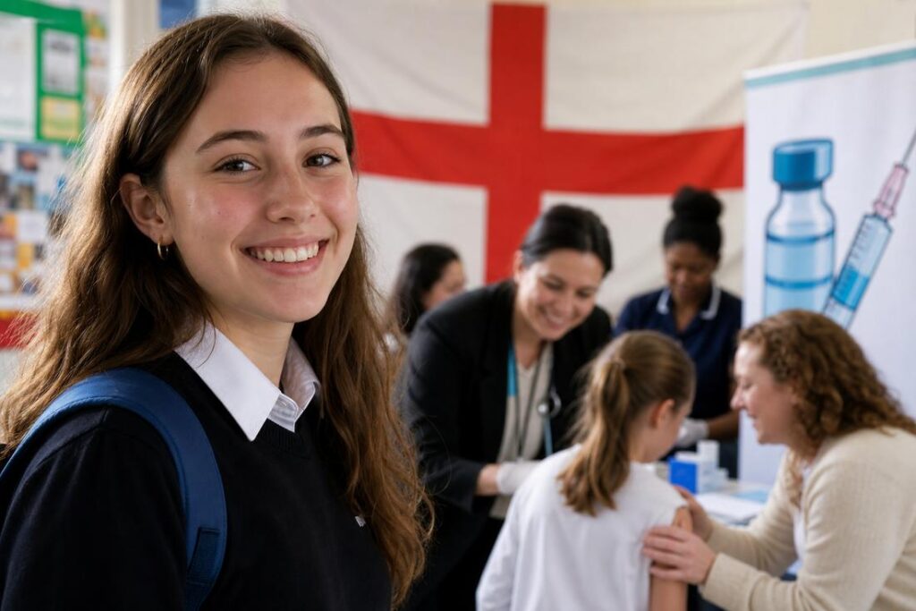 Imagem ilustrativa gerada por IA representando a vacina contra HPV como medida de prevenção ao câncer de colo do útero.