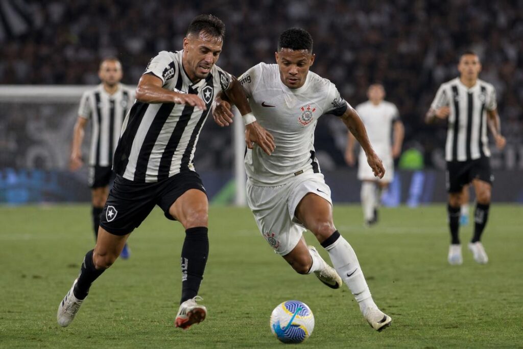 Imagem ilustrativa gerada por IA mostrando atletas durante uma partida, relacionada ao excesso de jogos no futebol e aos impactos da sobrecarga física na saúde.