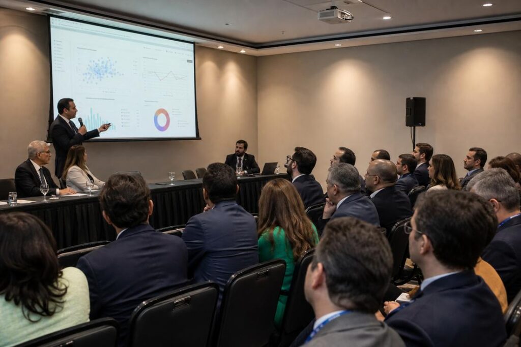 Imagem ilustrativa gerada por IA representando o EvidênciaJud como ferramenta de inteligência artificial para apoio a decisões no Direito da Saúde.