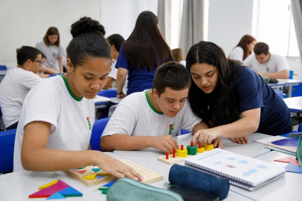 Estudantes participam de atividade de educação inclusiva em matemática desenvolvida pelo IFMG