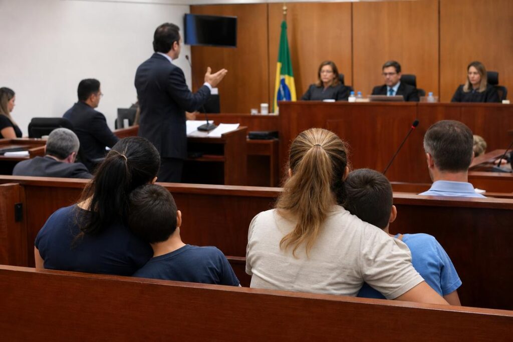 Imagem ilustrativa gerada por IA de trabalhadora demitida após informar autismo do filho em ambiente corporativo durante discussão sobre direitos trabalhistas.