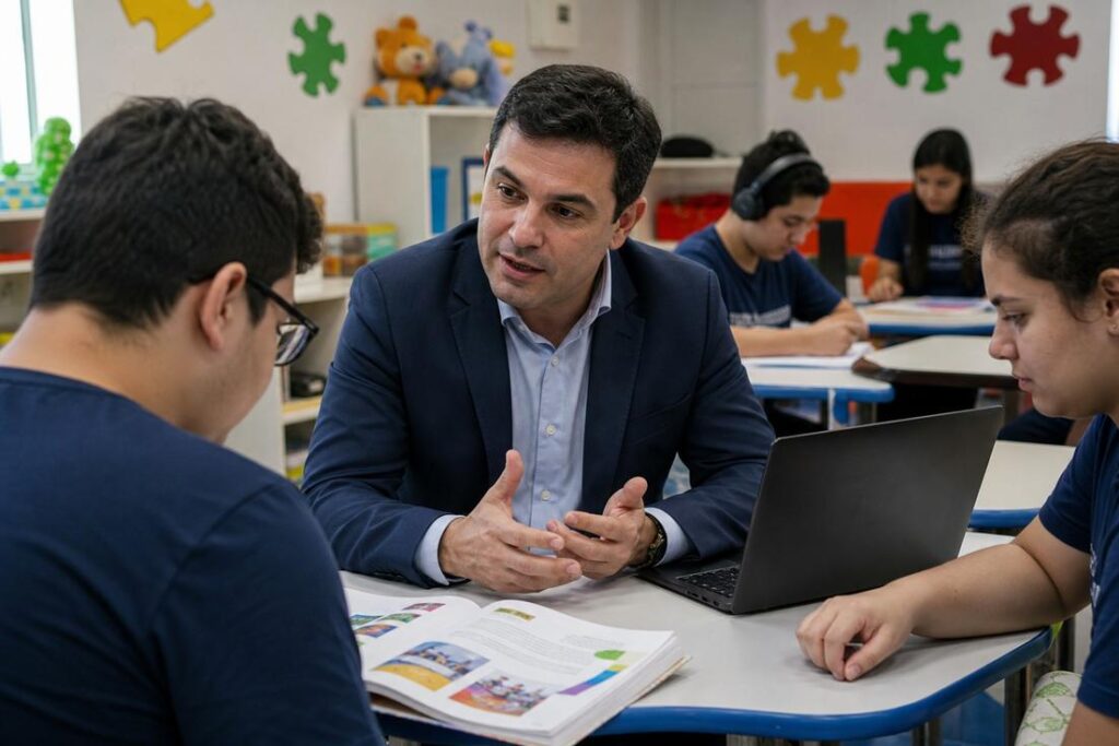 Sala de aula com recursos pedagógicos para EJA para autistas em Goiás