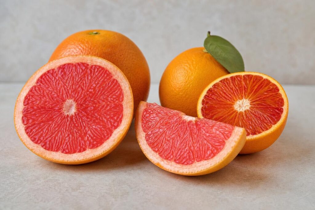 Frutas cítricas de polpa avermelhada associadas ao estudo sobre licopeno em cítricas
