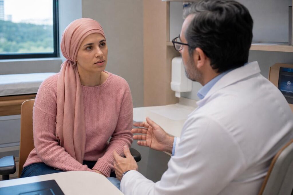 Frasco de medicamento oncológico representando Enhertu no Brasil para câncer de mama HER2-positivo